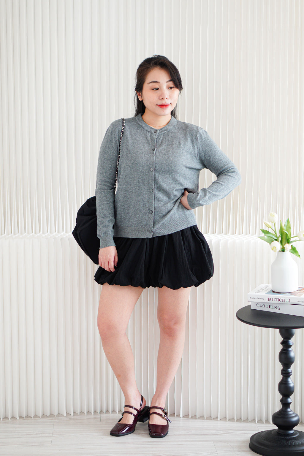 Holly Knit Cardigan Top in Grey