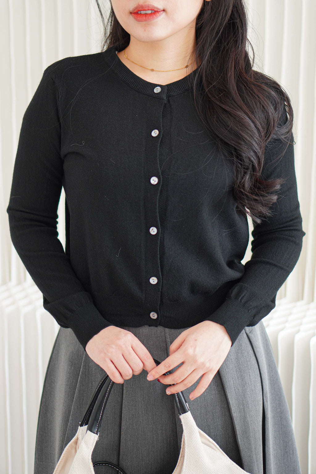 Holly Knit Cardigan Top in Black