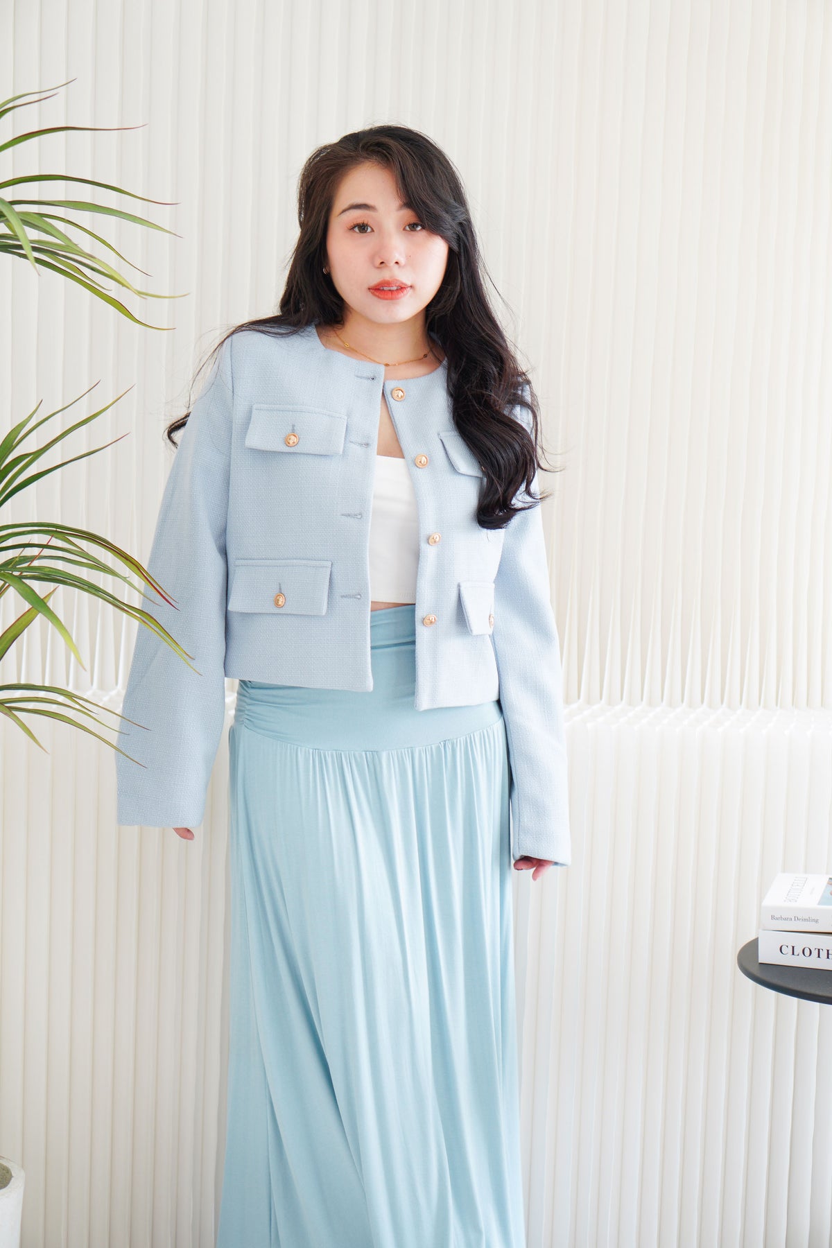 Phylia Tweed Jacket in Light Blue