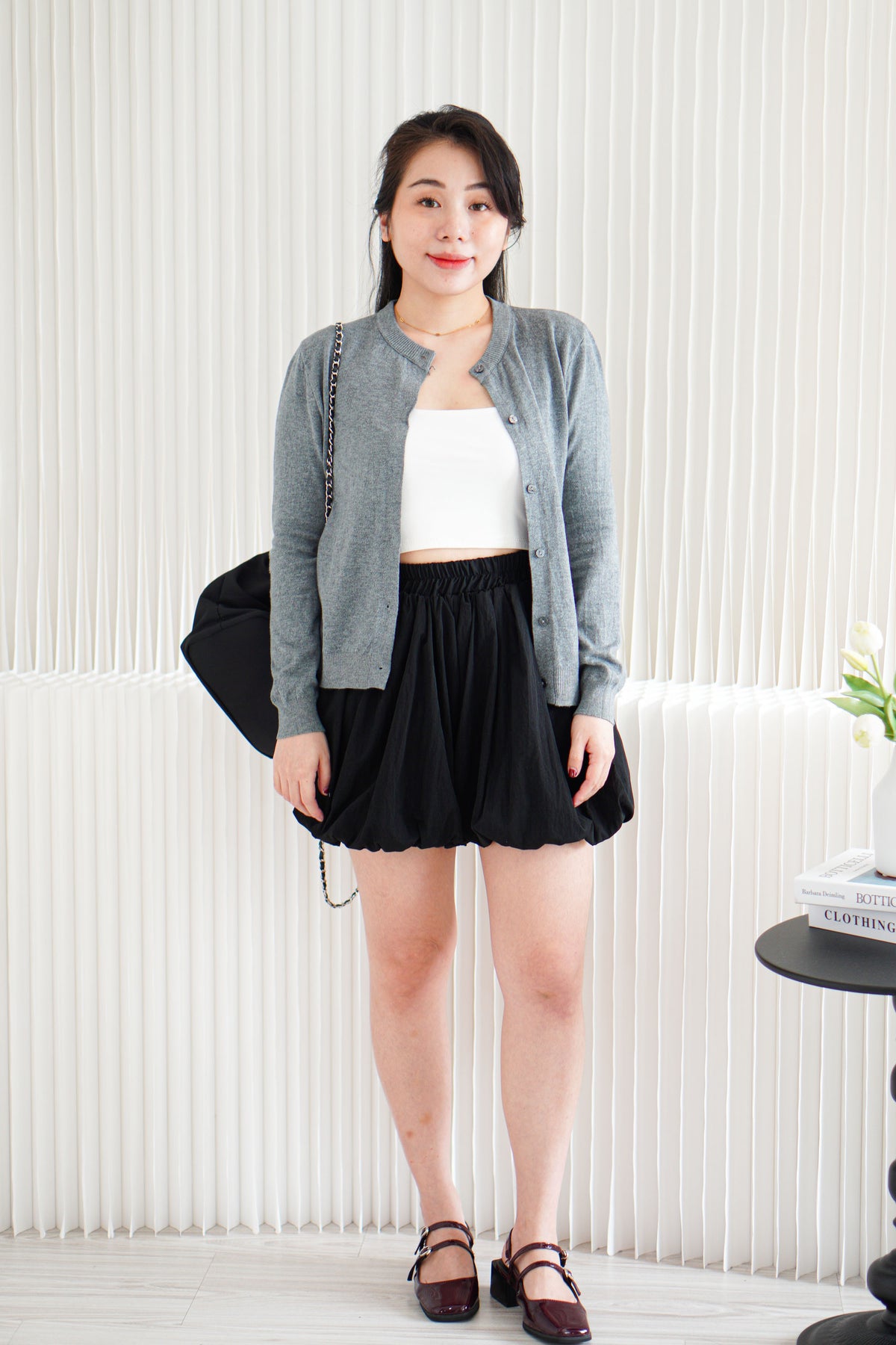 Holly Knit Cardigan Top in Grey