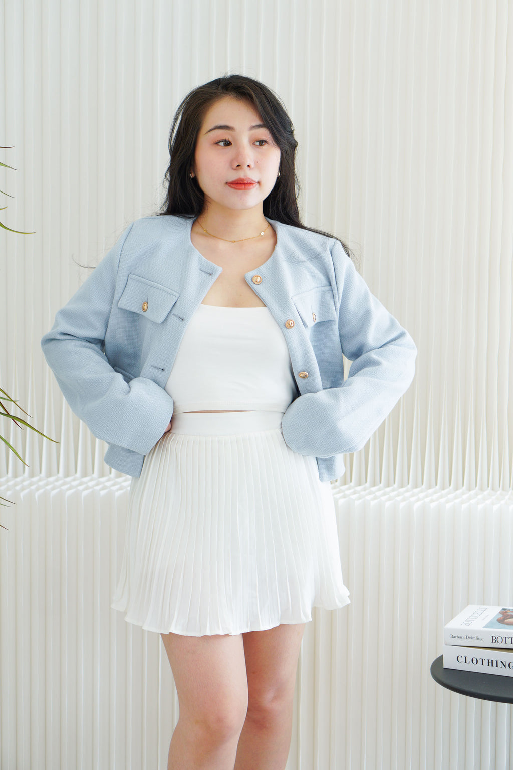 Phylia Tweed Jacket in Light Blue