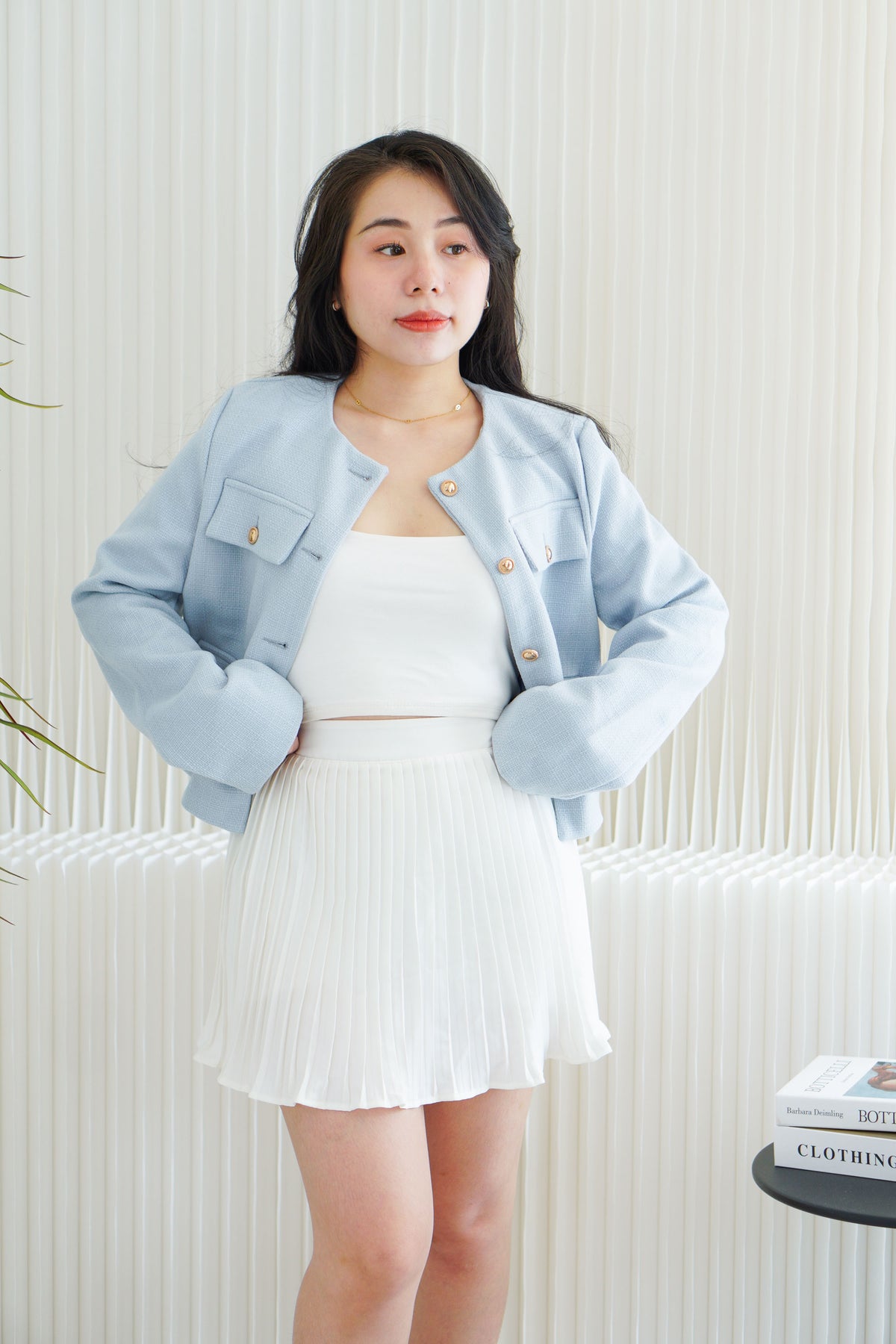 Phylia Tweed Jacket in Light Blue