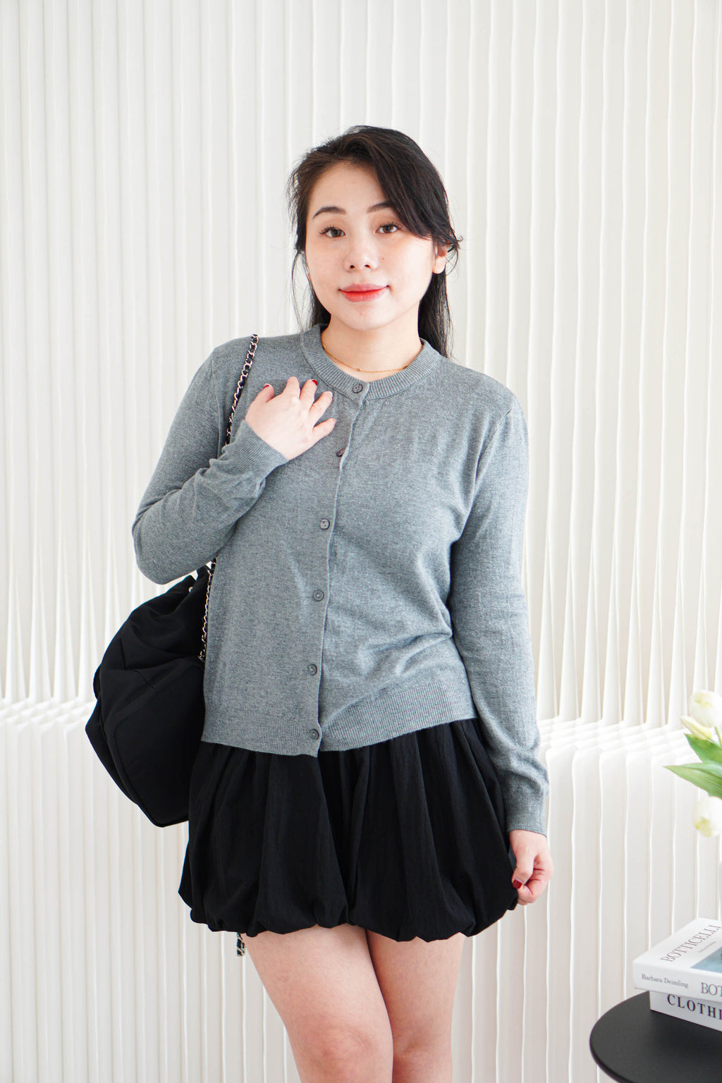 Holly Knit Cardigan Top in Grey
