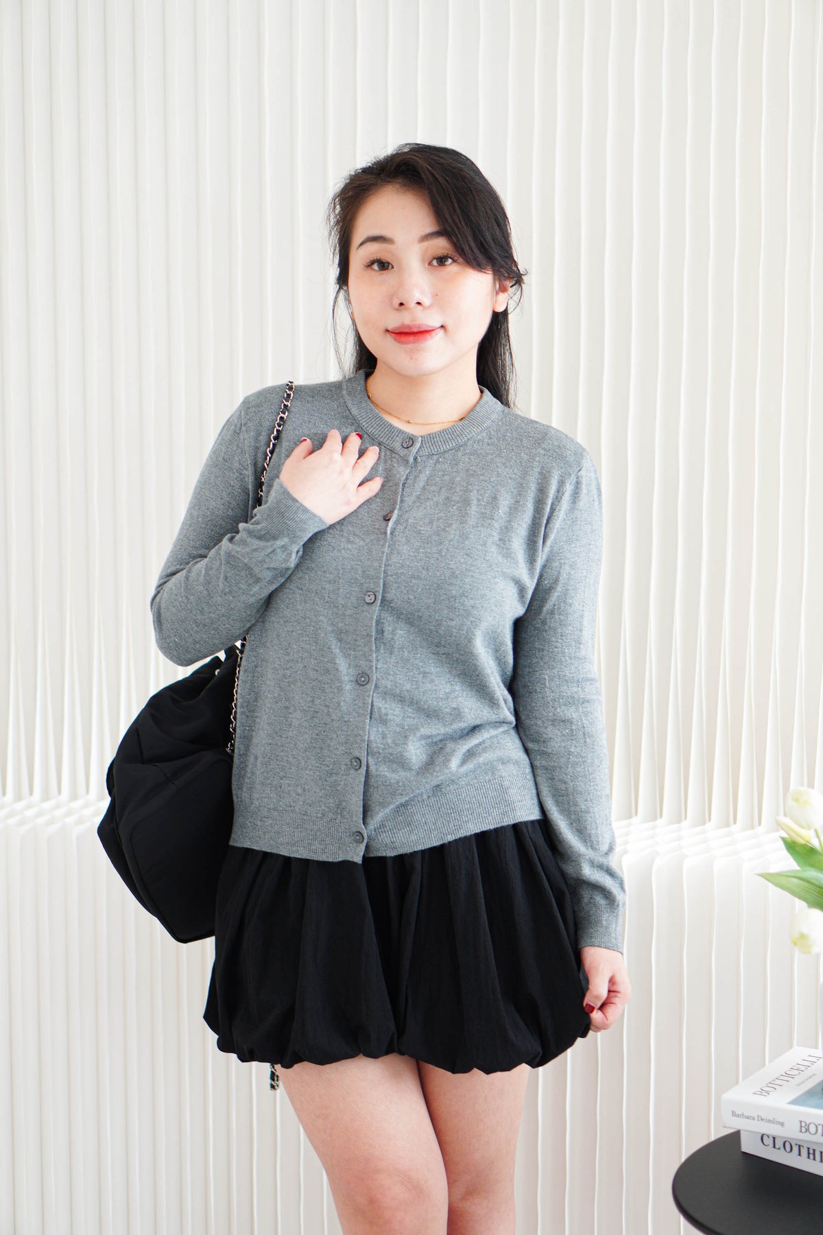Holly Knit Cardigan Top in Grey