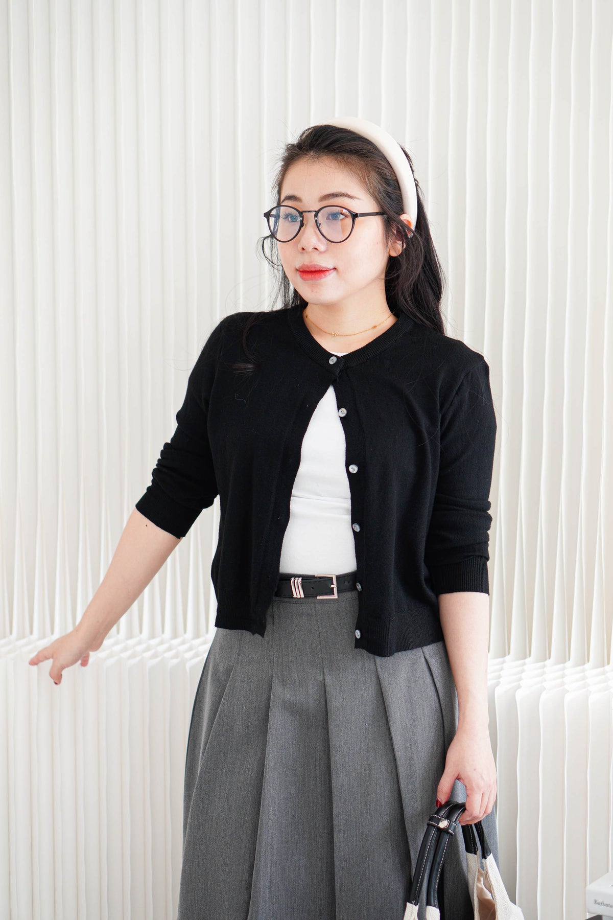 Holly Knit Cardigan Top in Black