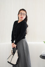 Holly Knit Cardigan Top in Black