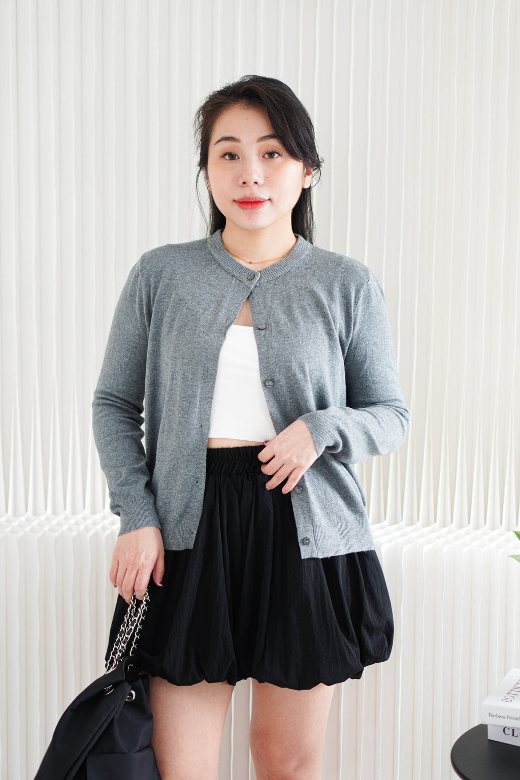 Holly Knit Cardigan Top in Grey