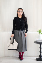 Holly Knit Cardigan Top in Black