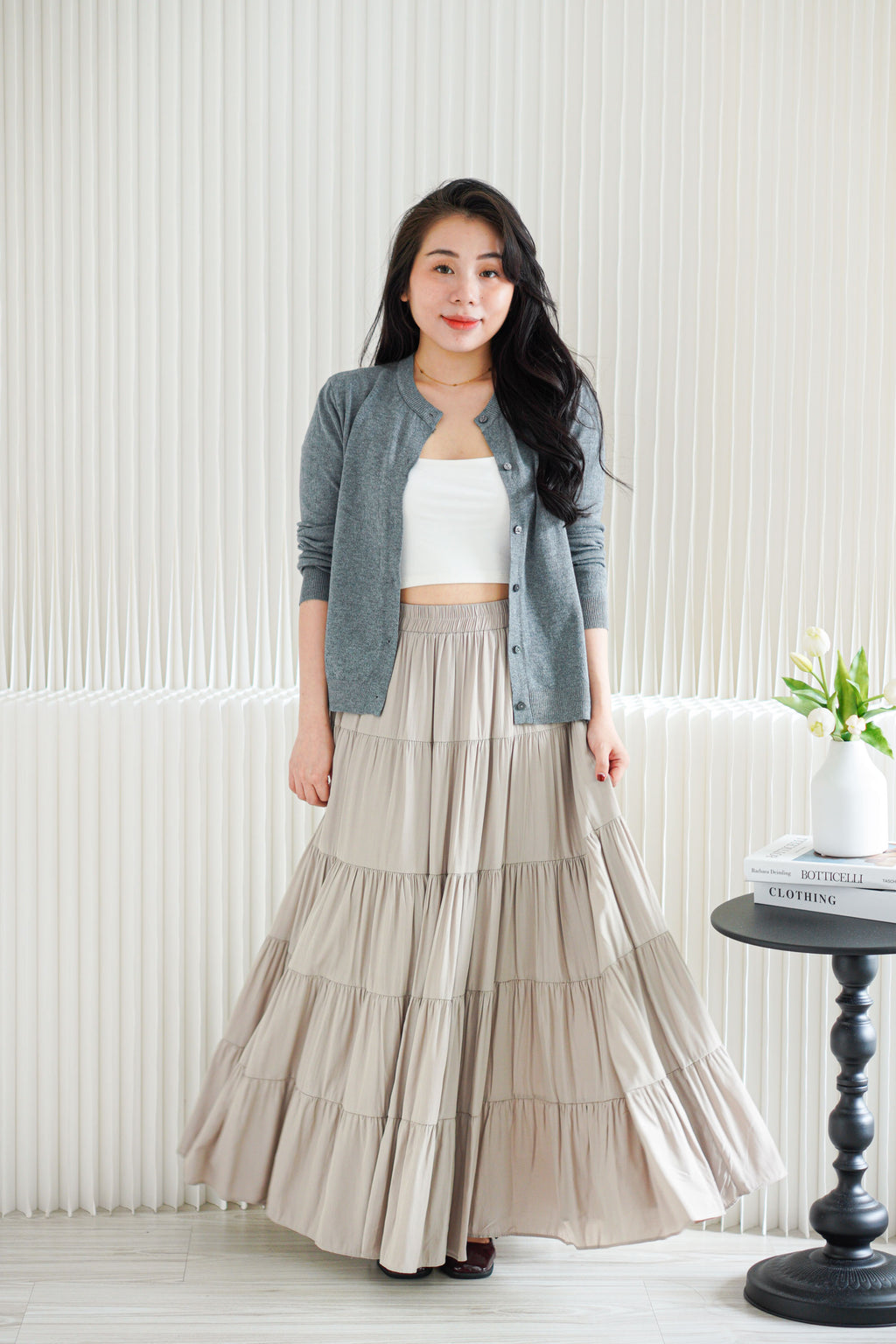 Holly Knit Cardigan Top in Grey