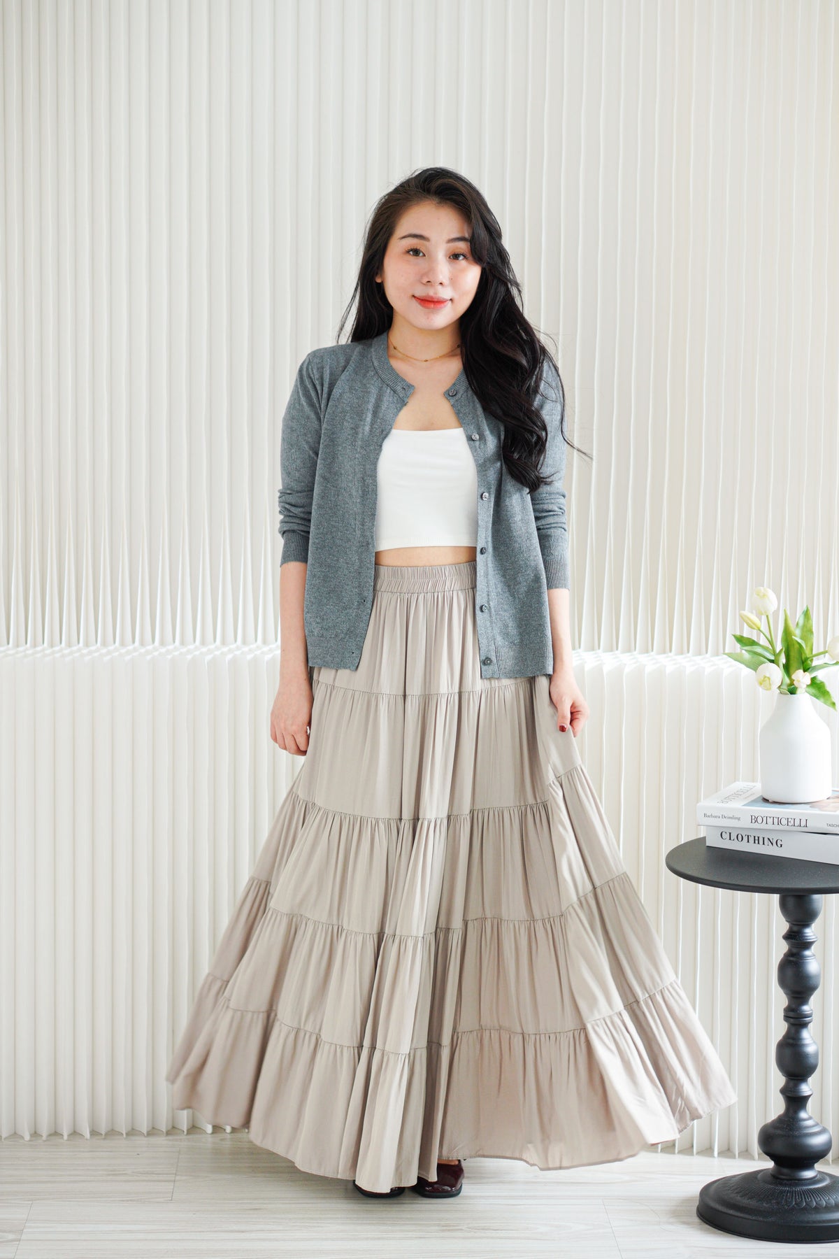Holly Knit Cardigan Top in Grey
