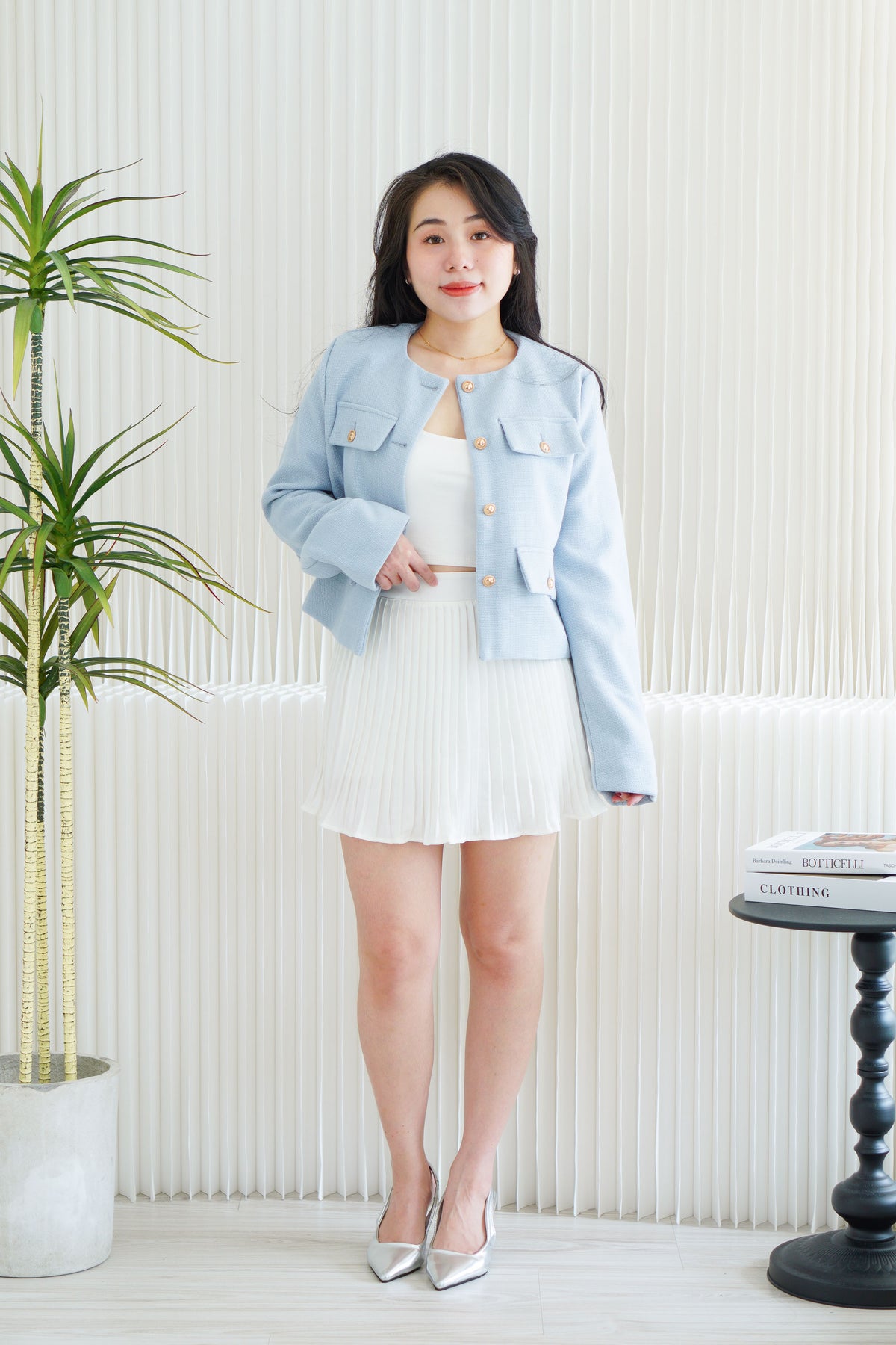 Phylia Tweed Jacket in Light Blue