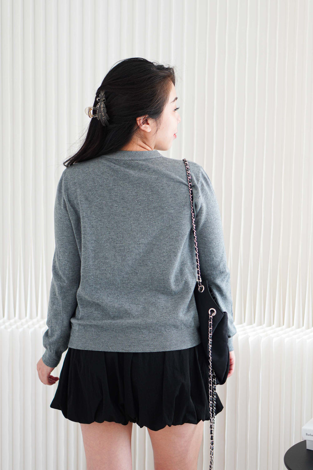 Holly Knit Cardigan Top in Grey