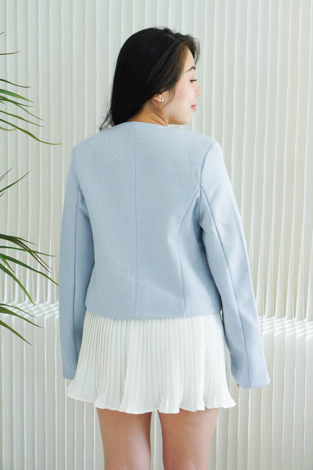 Phylia Tweed Jacket in Light Blue