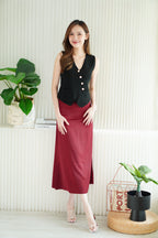 Kaela Satin Skirt in Dark Red