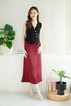 Kaela Satin Skirt in Dark Red