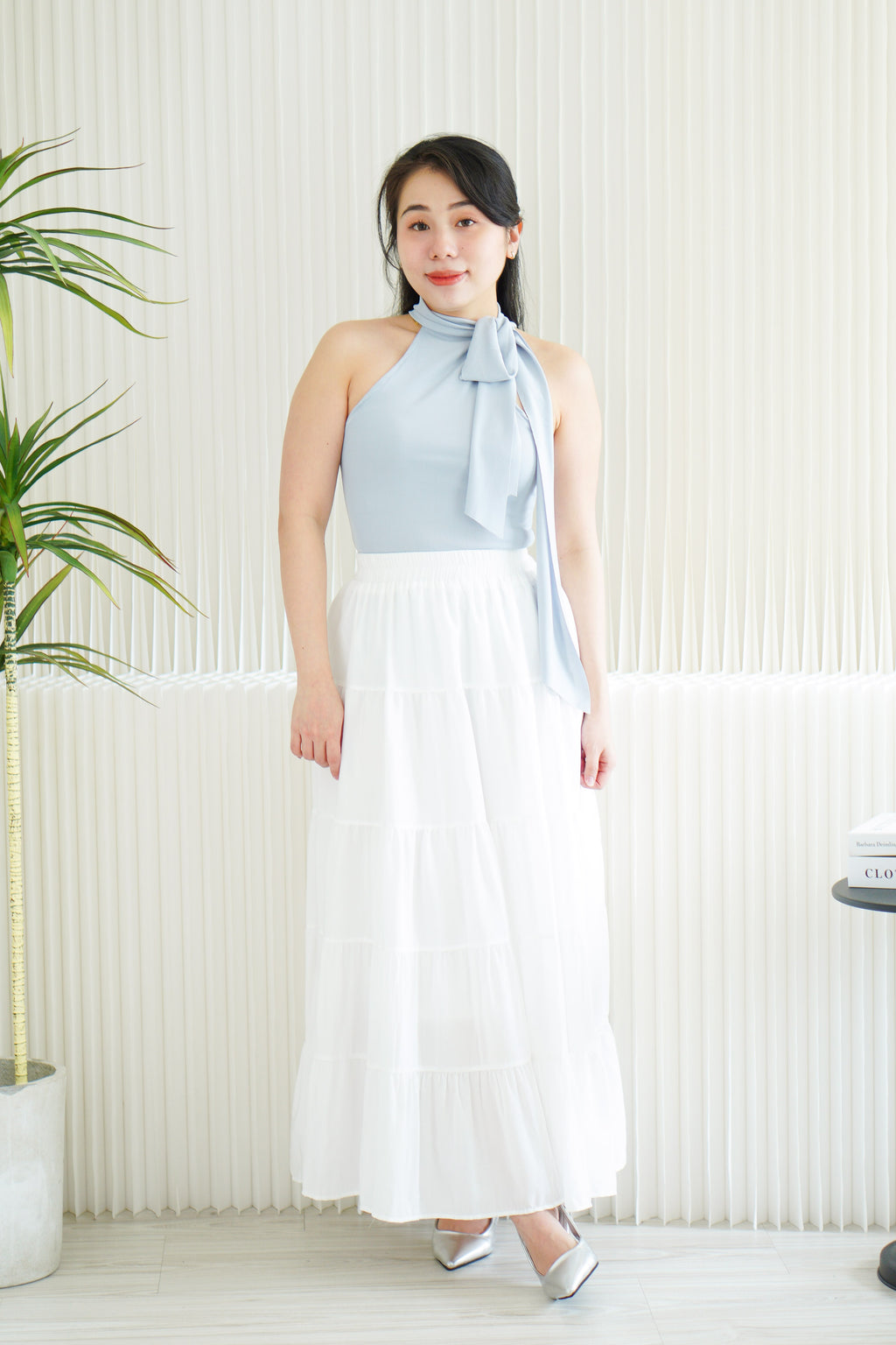 Tatum Tie Neck Top in Blue