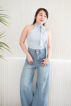 Tatum Tie Neck Top in Blue