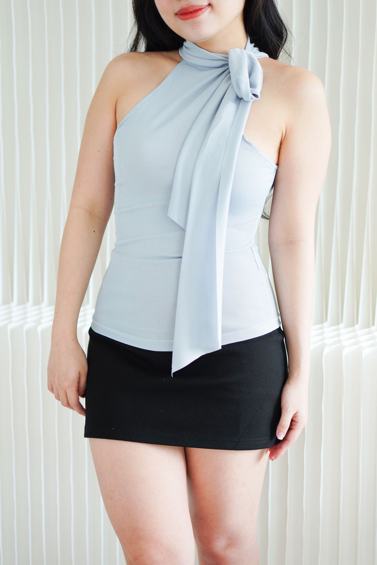 Tatum Tie Neck Top in Blue