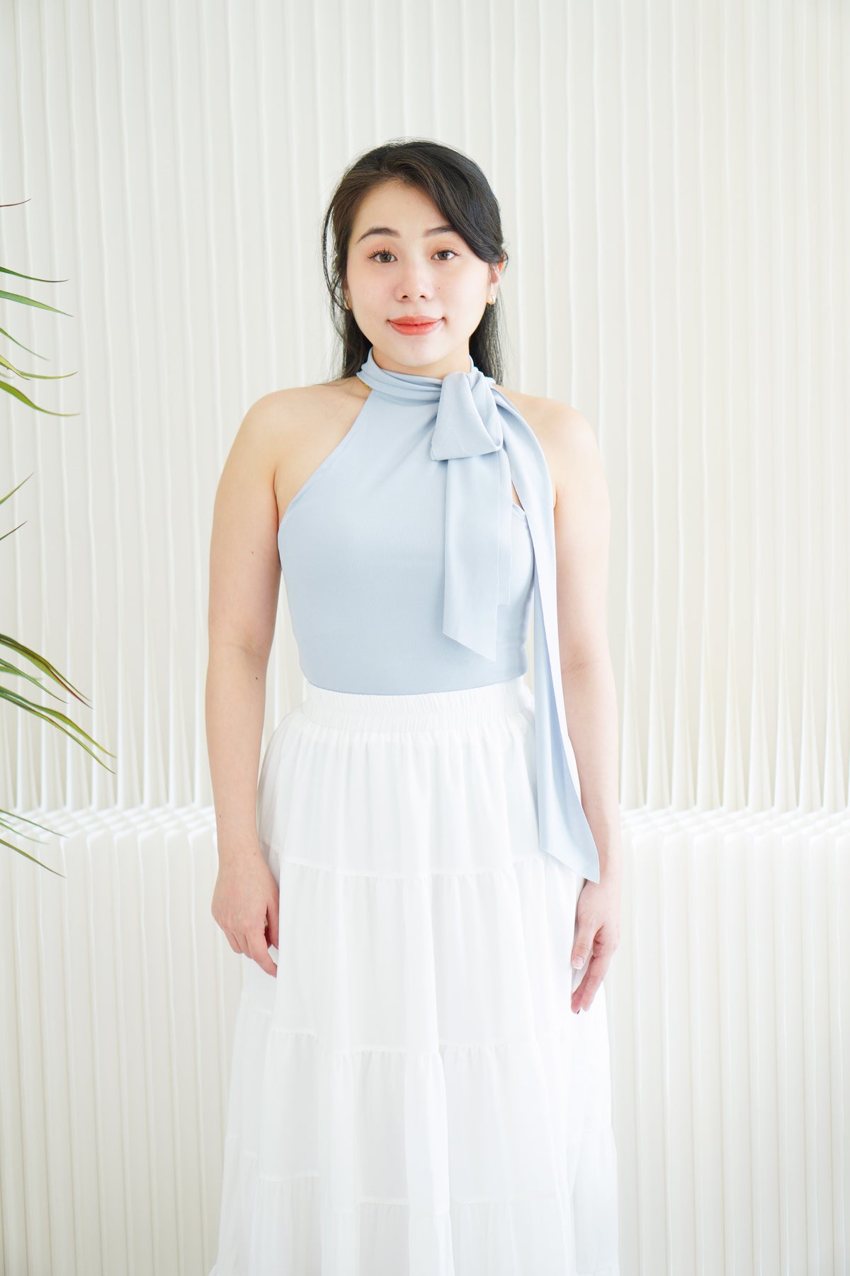 Tatum Tie Neck Top in Blue