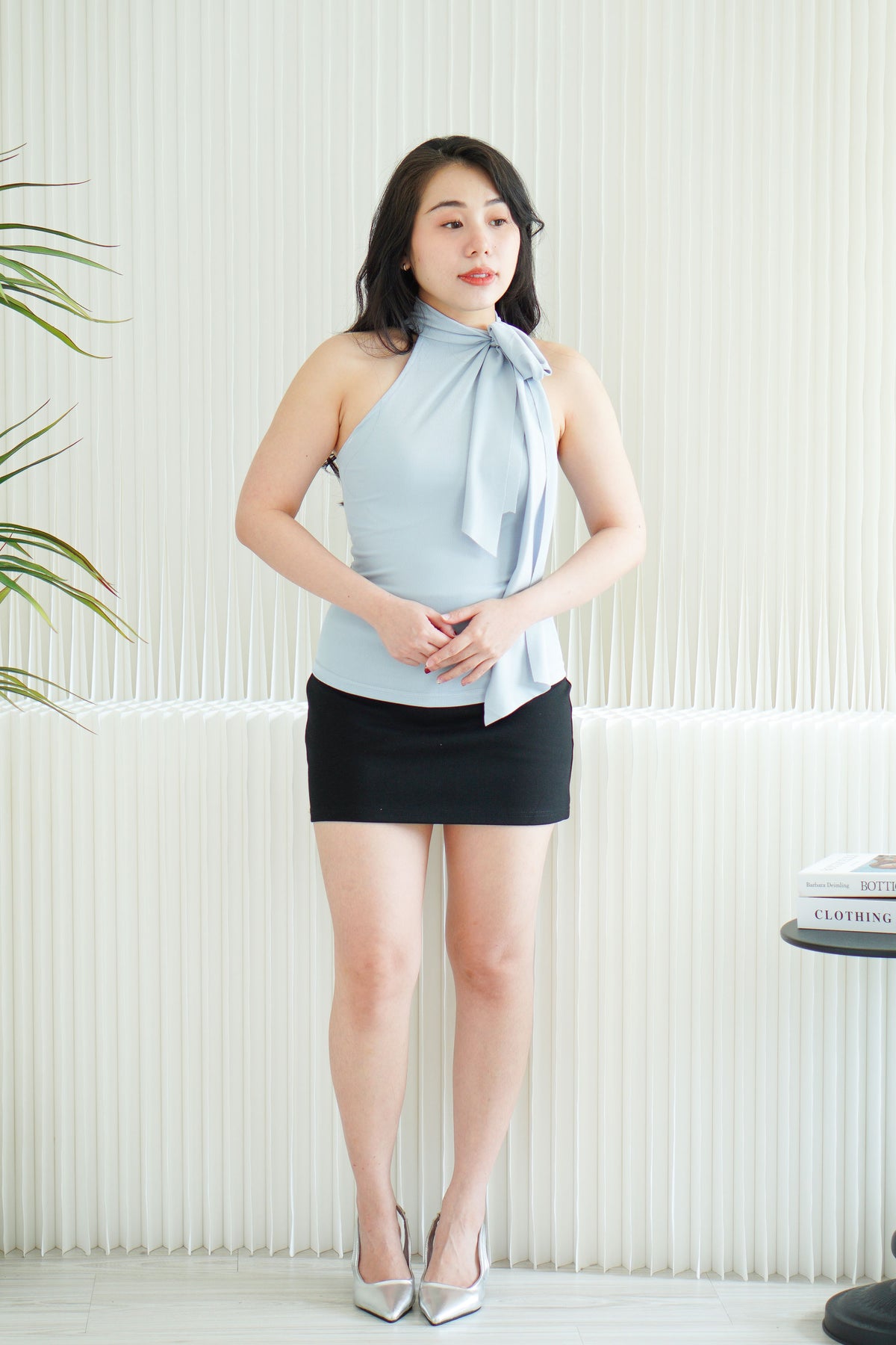 Tatum Tie Neck Top in Blue