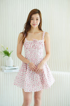 (Premium) Sugar Charm Corset Mini Floral A-Line Dress in Pink