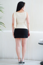 Lioris Boat Neck Tie Top in Beige