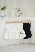 Frenchie Ruched Peplum Tube Top in Beige
