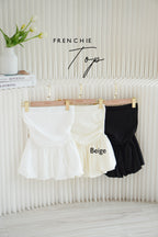 Frenchie Ruched Peplum Tube Top in Beige