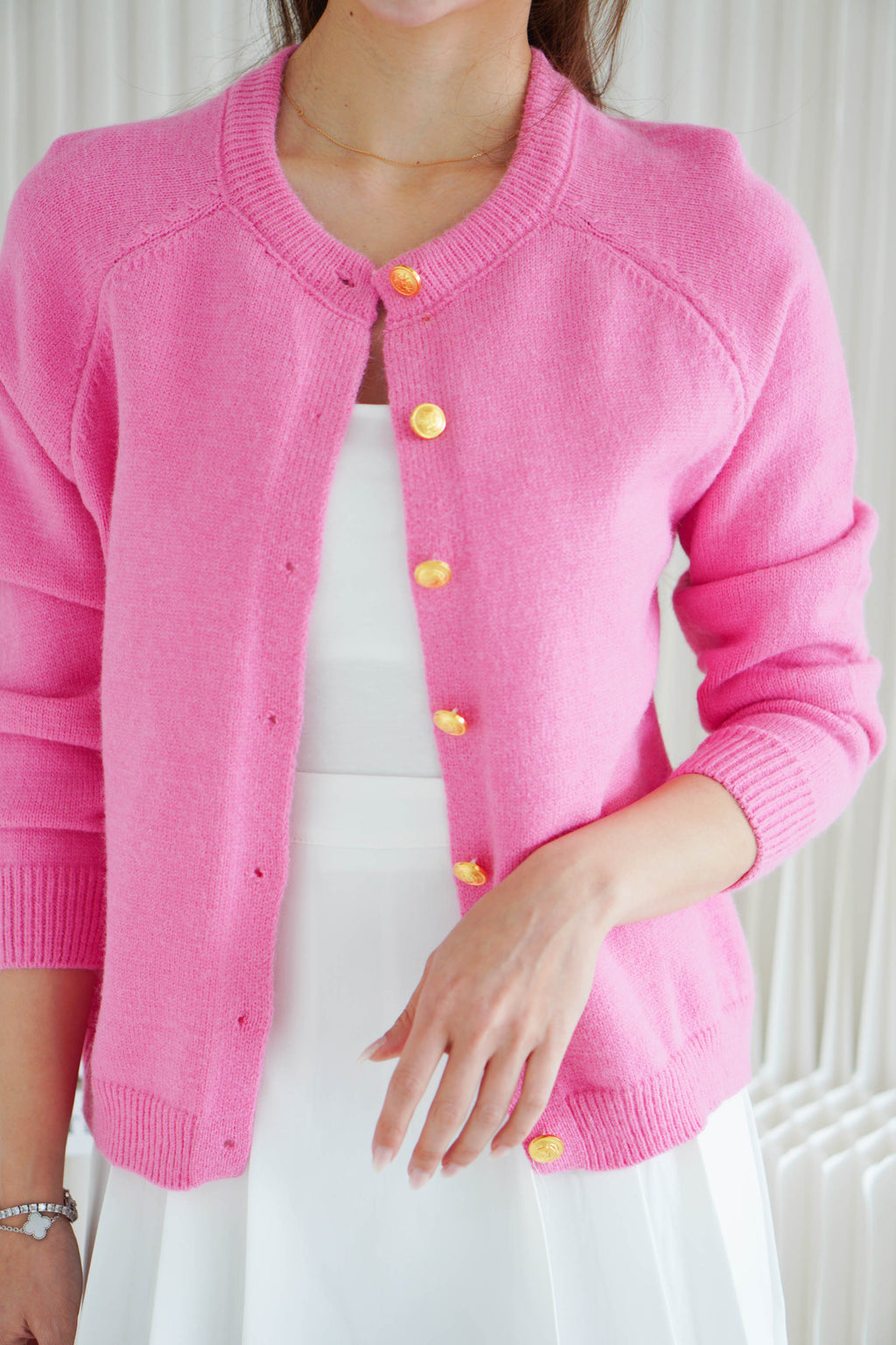 Colour of Heart Knit Cardigan in Pink