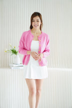 Colour of Heart Knit Cardigan in Pink