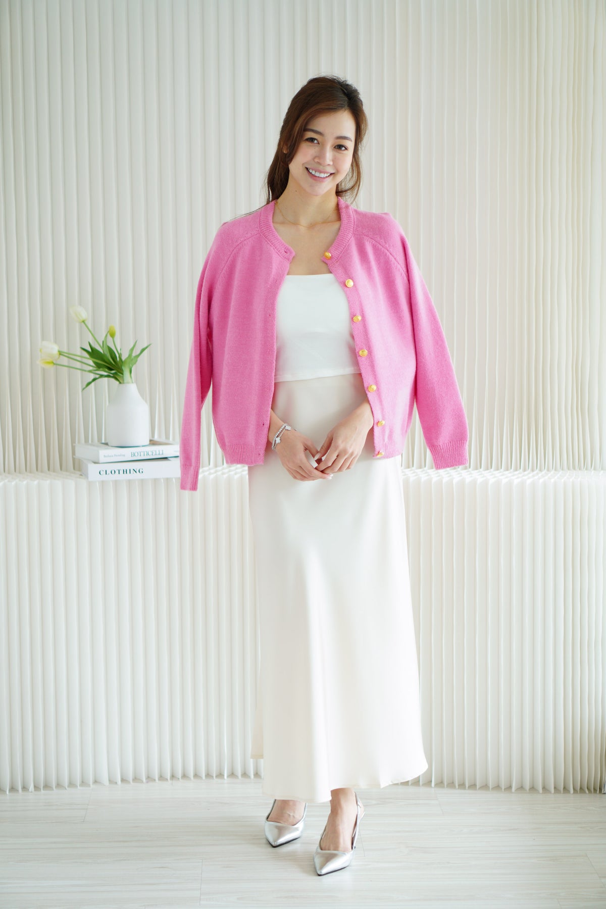 Colour of Heart Knit Cardigan in Pink