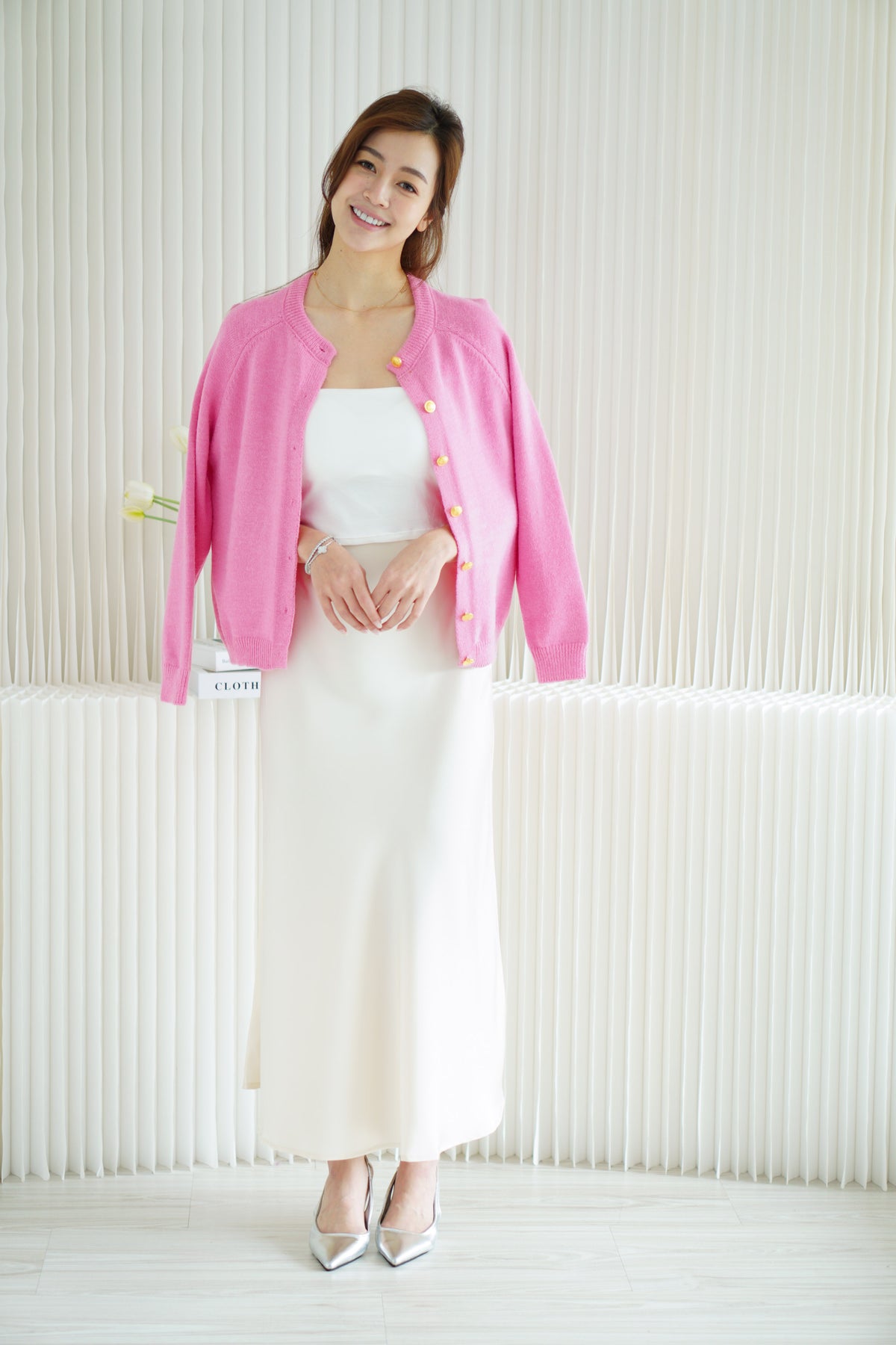 Colour of Heart Knit Cardigan in Pink