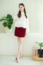 (BACKORDER) Selia Ruffles Long Sleeve Blouse Top in Light Cream