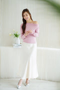 Belinda Long Sleeve 2 Way Boat Neck Top in Pink