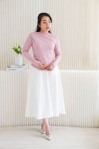 Belinda Long Sleeve 2 Way Boat Neck Top in Pink