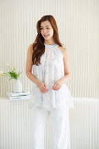 Kalice Flowy Mini Ombre Dress Top in White & Blue