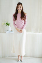 Belinda Long Sleeve 2 Way Boat Neck Top in Pink