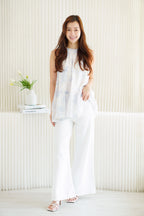 Kalice Flowy Mini Ombre Dress Top in White & Blue