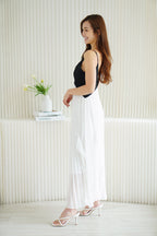 Monovi Pleated Maxi Dress in Black and White