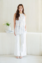 Kalice Flowy Mini Ombre Dress Top in White & Blue