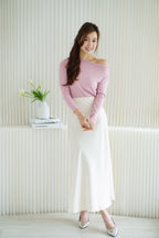 Belinda Long Sleeve 2 Way Boat Neck Top in Pink