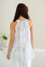 Kalice Flowy Mini Ombre Dress Top in White & Blue