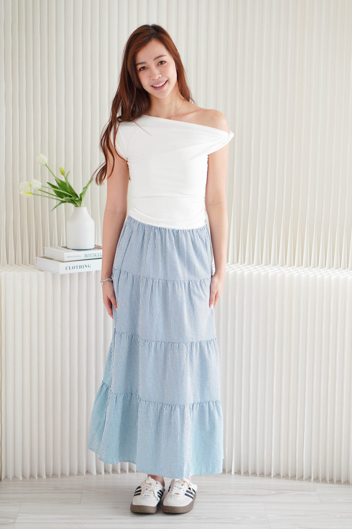 Cedar Toga Ruched Top in White