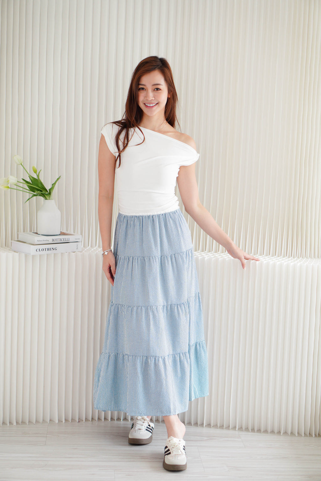 Cedar Toga Ruched Top in White
