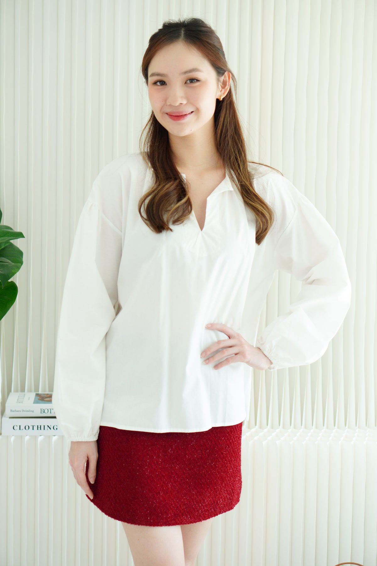 Mirel Oversized Blouse Top in White