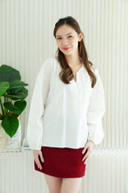 Mirel Oversized Blouse Top in White