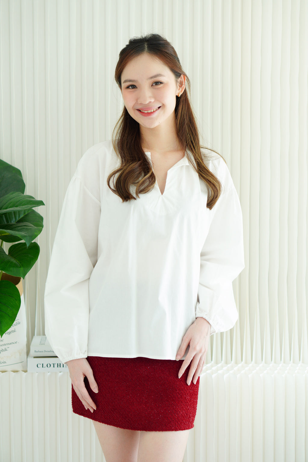 Mirel Oversized Blouse Top in White