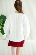 Mirel Oversized Blouse Top in White