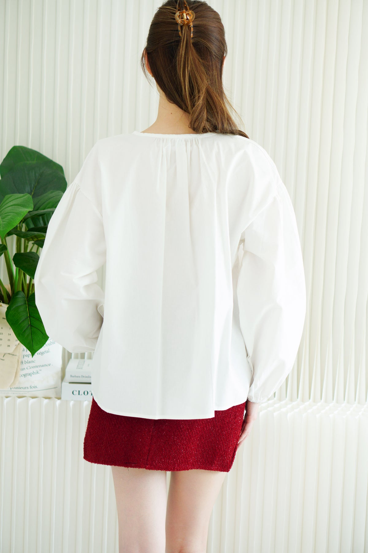 Mirel Oversized Blouse Top in White