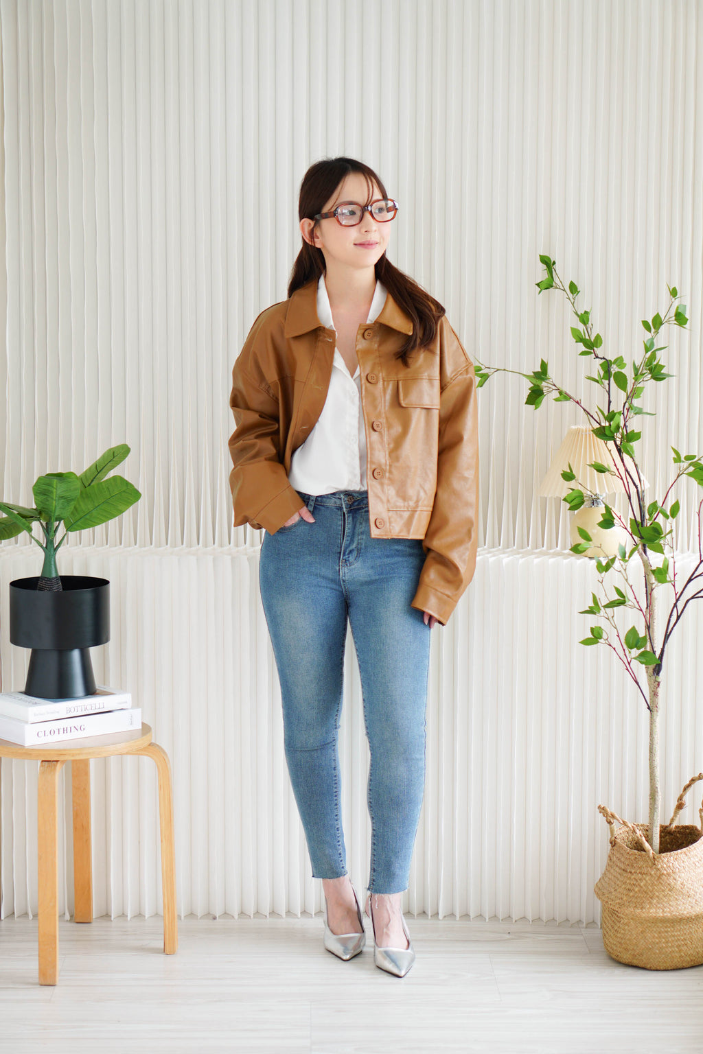 Timesquare Faux Leather Jacket in Brown
